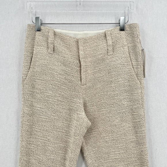 ALICE + OLIVIA Pants Womens 4 Cream Black Textured Tweed Knit Slim Trouser NWT - Picture 3 of 8